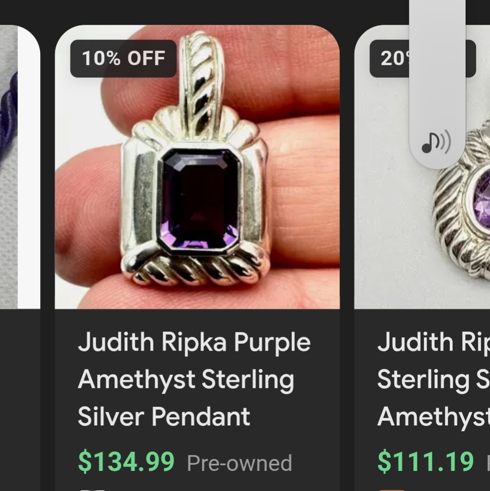 Judith Ripka Silver Necklace with Amethist Gemstone